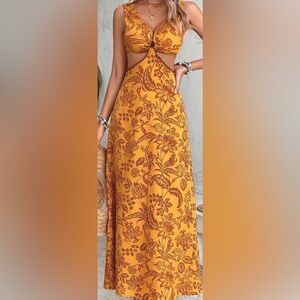Orange maxi print dress